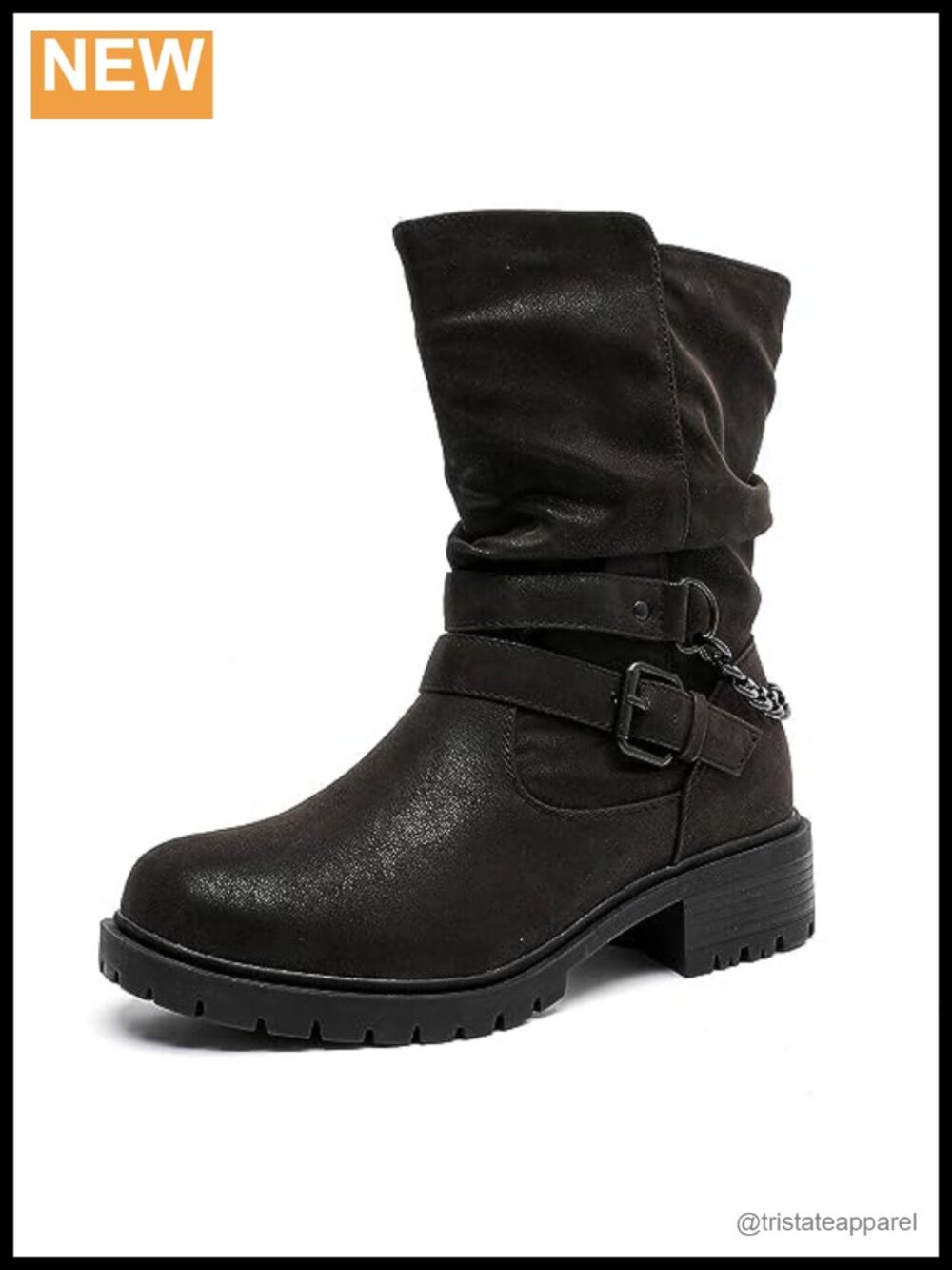Extra Wide Calf Faux Leather Ankle Boots Low Heel Side Zipper